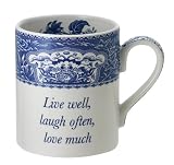 Spode Blue Room Sentiment Mug -- Live well, laugh often, love much.