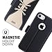 iPhone 7 Case, iPhone 7 Wallet Case, WWW [Lace Series] RFID-Resisting PU Leather Wallet Case Flip Phone Case Cover with Card Slots for Apple iPhone 7 Gold+Black