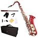 Cecilio 2Series TS-280RL Red Lacquered B Flat Tenor Saxophone + Case, Mouthpiece, 11 Reeds, & More