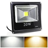 高輝度 LED投光器 20W LED作業灯 看板照明 薄型 昼白色・電球色 広角 IP66防水防塵 省エネ長寿命 看板灯 集魚灯 作業灯 (20w昼白色)