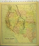 1895 MAP UNITED STATES NORTH AMERICA TEXAS MEXICO UTAH