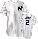 Derek Jeter Jersey: Youth Majestic Home White/Pinstripe Replica #2 New York Yankees Jersey
