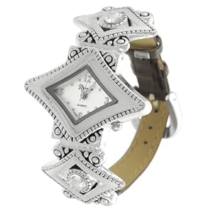Geneva Ladies CZ Concho Style Watch