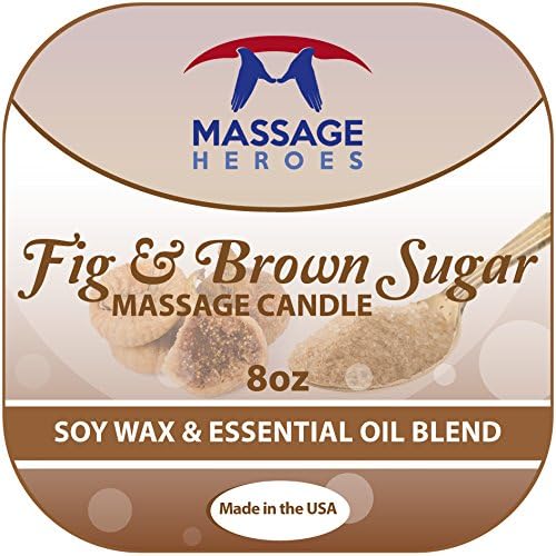 Scented Candles by Massage Heroes - 8 oz Fig & Brown Sugar Massage Candle Made in the USA with Soy Wax & Essential Oil Blend - Best for Sensual Aromatherapy & Moisturizing Body Oil for Massages