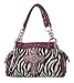 Zebra Print Gothic Cross Studded Handbag Purple Trim