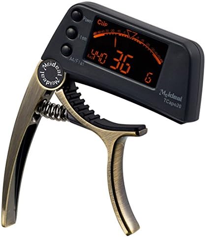 Meideal Tuner Combo for Guitar and Bass Big LCD Tuner Capo Best Quality Capo - Bronze