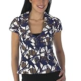 Mossimo Black: Short-Sleeve Printed Jacket - Blue/ Brown