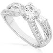 One of a Kind 1-1/2ctw Round & Baguette Diamond Ring (G-H/VS-SI) in 18Kt White Gold