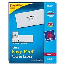 Avery 1-1/3 x 4 Inch White Mailing Labels 3500 Count (5962)