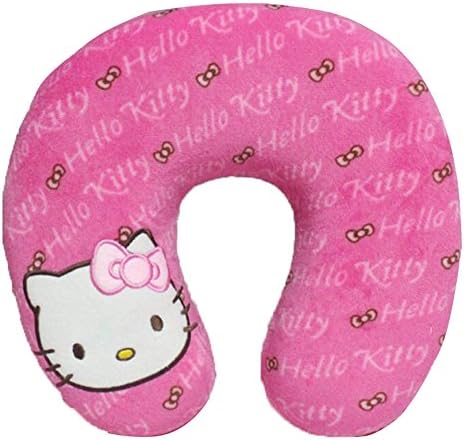28*24cm Hello Kitty U-shaped Relax Memory Foam Pillow Cute Cartoon Throw Cushion Lovely Home Decor Removable (Rosy)