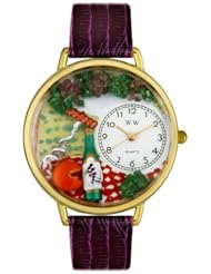 Wine & Cheese Purple Leather And Goldtone Watch