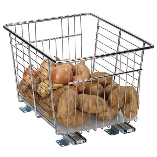 Household Essentials C1317WS Glidez Sliding Cabinet Veggie Bin, Chrome, 13-Inch Wide