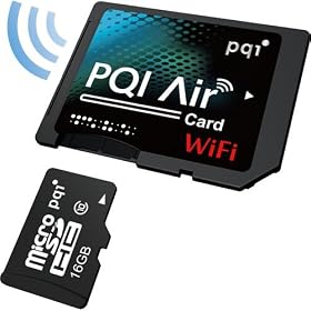 PQI Air Card Wi-Fi����SD�J�[�h�A�_�v�^ (microSDHC 16GB Class10�t��) 6W25-016GR1