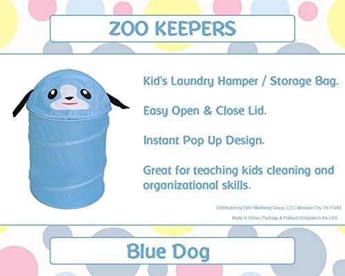ZooKeepers Kid's Pop Up Laundry Hamper & Toy Storage Basket (Blue Dog)