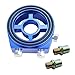 Dewhel Racing Sport JDM Aluminum Oil/Gauge Filter Sandwich Adapter Plate Kit Color Blue