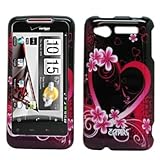 EMPIRE Purple Hearts with Flowers Design Hard Case Cover for Verizon HTC Me ....