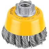 DEWALT DW4910 3-Inch by 5/8-Inch-11 Knotted Cup Brush/Carbon Steel .020-Inch