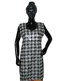 Black Tunic Yoga Cotton Kurti Clothing of India Casual Dresses Chikan Embroidery Size M