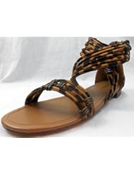 From Amazon.com. Click for details:
 Shoes: Ashro Beige Leopard Print Faux Suede Flat Ankle Sandal with Multi-strap Design and Loop Detail Zipper Back Encloser Size 12 W Shoes: Ashro Beige Leopard Print Faux Suede Flat Ankle Sandal with Multi-strap Design and Loop Detail Zipper Back Encloser Size 12 W