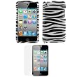 GTMax Zebra Snap On Hard Cover Case + LCD Screen Protector for Apple iPod Touch 4th Generation