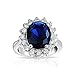 Bling Jewelry Royal Engagement Ring Simulated Sapphire Rhodium Plated