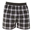 FALSE FLY - Black and White Tartan Plaid Check Cotton Flannel Plaid check boxers boxer shorts exposed waist false fly
