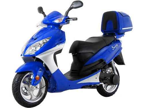 Sunny Powersports MC-D150G BLUE Gas Apex 150cc Moped Scooter w/ Trunk