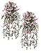 TWO 46" Artificial Fuchsia Hanging Flower Bushes (Pink/Burgundy)