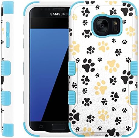 Black Gold Dog Pow [ARMOR-TUFF] Rugged [Duel Layer] Hybrid Hard Soft rubber Protective Case [Heavy Duty] Cover drops and impacts for Samsung Galaxy S7 SM-G930 (Released in 2016)