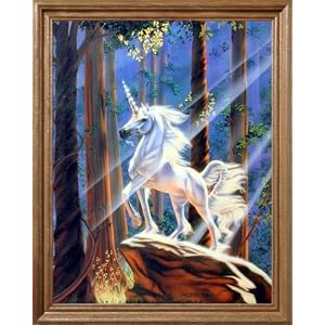 Unicorn Magical Light Kids Picture Oak Framed Art Print