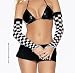 Checkerboard Arm Warmers Black White Opaque Gothic Punk Costume Accessory
