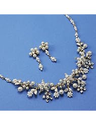 Bridal Jewelry, Pearl & Crystal Necklace & Earring Set 578 by USABride