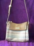 Liz Claiborne Multicolor Weave Purse with Brown Trim