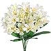 GTidea 2pcs Artificial Silk Mini lily Faux Flowers Bouquet Arrangements Home Kitchen Weeding Party Table Decor White