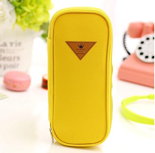 Korean Style Candy Color Brief Canvas Pencil Case Multifunction Stationery Storage Organizer Bag School Supply Escolar Color:Yellow