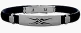 Men's Steel and Rubber Bangle Bracelet