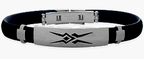 Men's Steel and Rubber Bangle Bracelet
