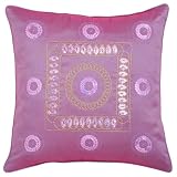 Decorative Handmade Cushion Cover / Pillow Sham With Gold Stitch Design - Purple