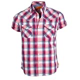 Soul Cal Short Sleeved Miller Check Shirt - Red - Mens