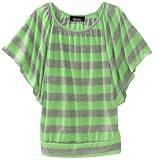 Amy Byer Girls 7-16 Neon Stripe Dolman 3/4 Sleeve Hemband Top