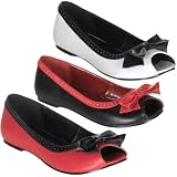 Demonia Shoes Women's DAISY-64, Mary Jane Black/Red Pu Open Toe Flat W/Black Bow