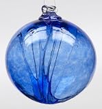 Kitras Art Glass - COBALT WITCH BALL - Old English - Hand Blown Glass Hanging Ornament-OR-WITC-06-CO