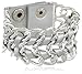 Amazon Collection Metallic Leather and Chain Snap Bracelet, 7-Inch.
