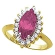 14K Yellow Gold Rhodolite Garnet and Diamond Ring