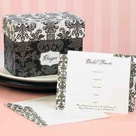 Damask Shower Invitations & Recipe Box Gift Set