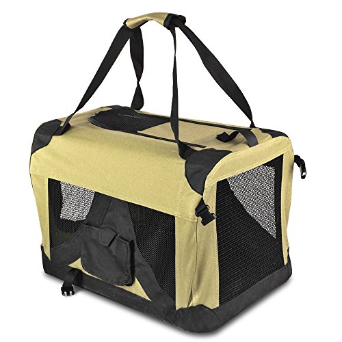 Flexzion Soft Sided Pet Carrier 28\" x 20\" x 20\" (Beige) Dog Cat