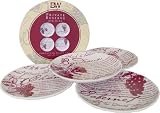 Boxed Red Wine Cocktail Plates, Set of 4 with Writings on them