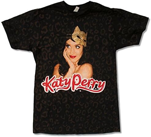 Adult Katy Perry "Kitty Mask Tour 2009 A/O" Leopard Print Black T-Shirt (Large)