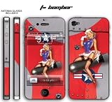New Apple iPhone 4 Designer Skin with ANTENNA GUARDS- T-Bomber- Red