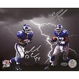 Steiner Sports NFL Brandon Jacobs Ahmad Bradshaw Dual Thunder and Lightning Collage Autographed 8-by-10-Inch Photograph